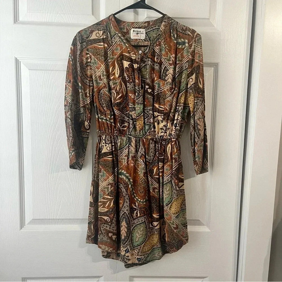 women's anthropologie HOLDING HORSES size 2 paisley palette shirtdress dress - Picture 1 of 4
